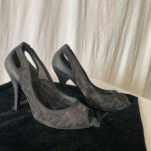 Black Mesh Fendi Heels